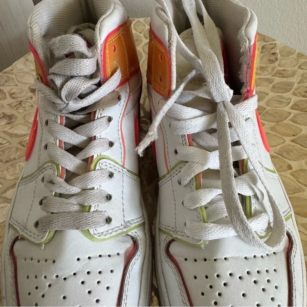 Nike Air Jordan 1 GS Edge Glow White Pink Blast Sneakers 5.5